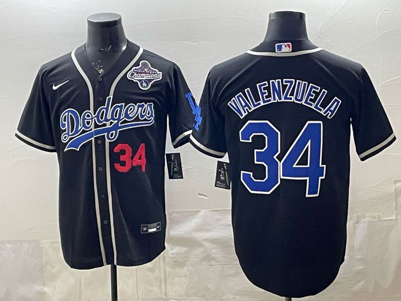 2026 Men Nike Los Angeles Dodgers #34 Valenzuela Black Game MLB Jersey 008